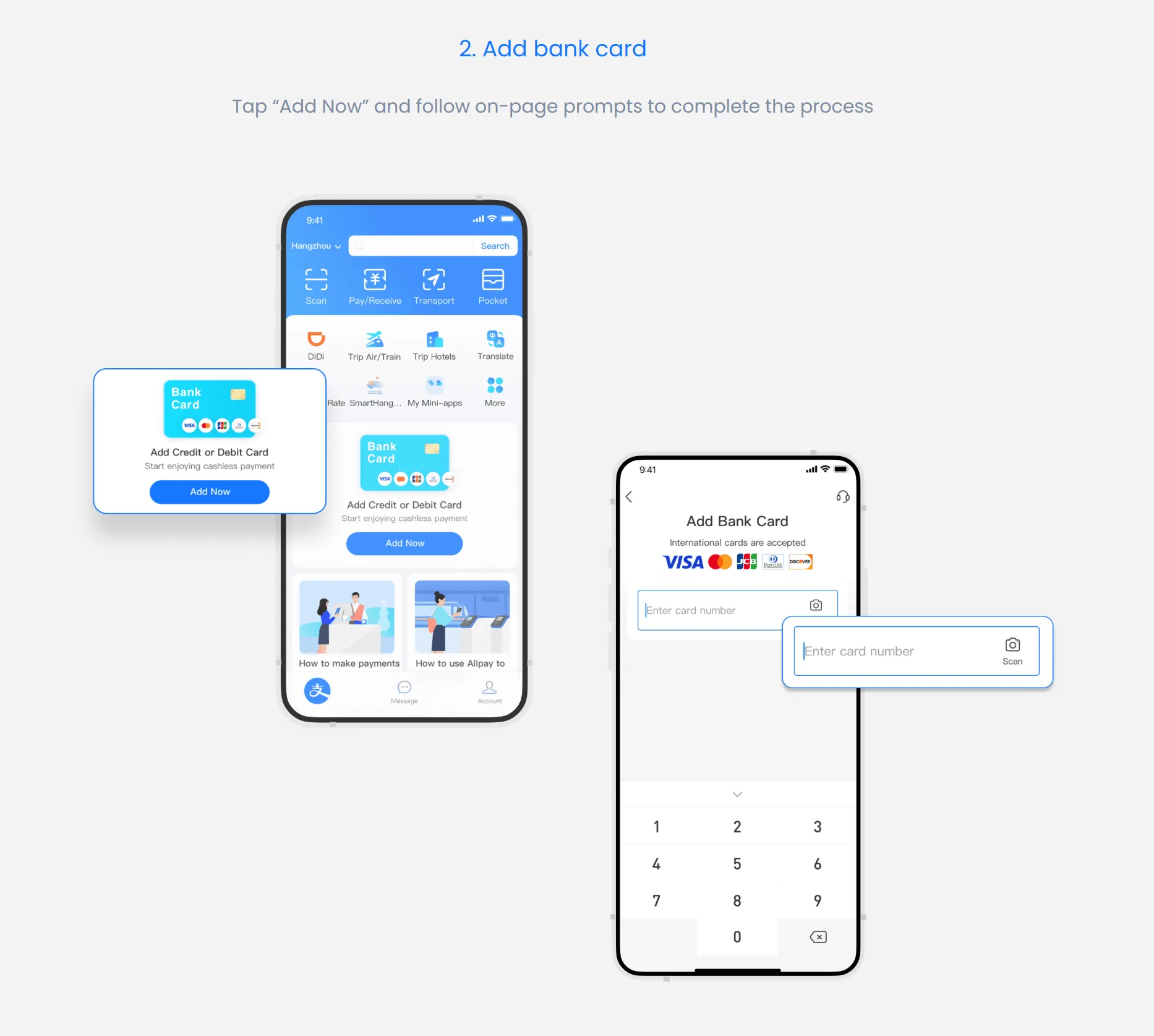 Connecting international bank card to Alipay